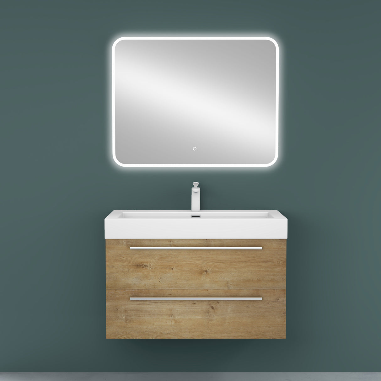 Ensemble de meubles de salle de bain Glasvilla comprenant un meuble-lavabo avec meuble bas et vasque en fonte minérale Quadratto