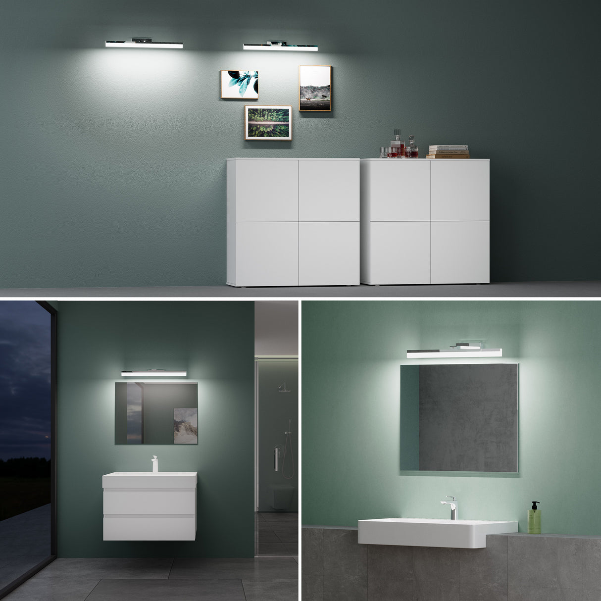 glasvilla Spiegelleuchte 40cm LED Badlampe | Spiegellampe, 6000K Badezimmer Lampe | 180° Drehbar 9W Luxaris