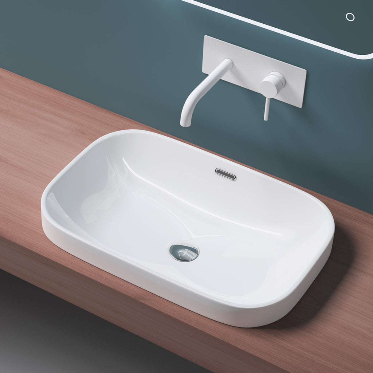 glasvilla Lavabo da Incasso in Ceramica Lavabo Sottopiano Lavandino Bagno Nano Rivestimenti inclusi Brüssel5082