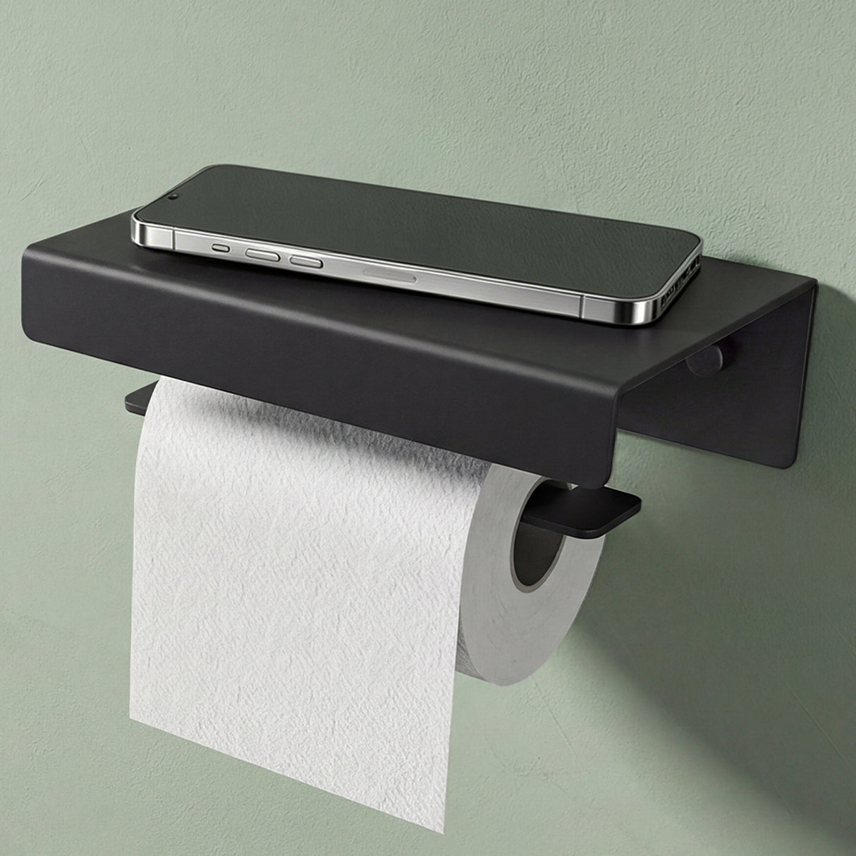 glasvilla Toilettenpapierhalter mit Ablage, Klopapierhalter WC aus Aluminiumlegierung, Toilettenpapier Halterung Rollenhalter Lino-05