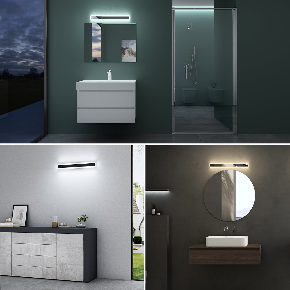 glasvilla Lampada da Specchio LED per Bagno | Lampada a Specchio 3000-6000K, Illuminazione da Parete 14W con 3 Temperature di Colore per Trucco LumaRay