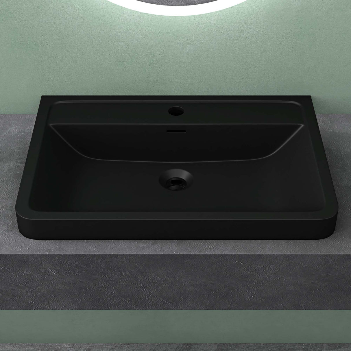 glasvilla Lavabo Lavabo empotrado Cuenca rectangular de mineral con desbordamiento Col8