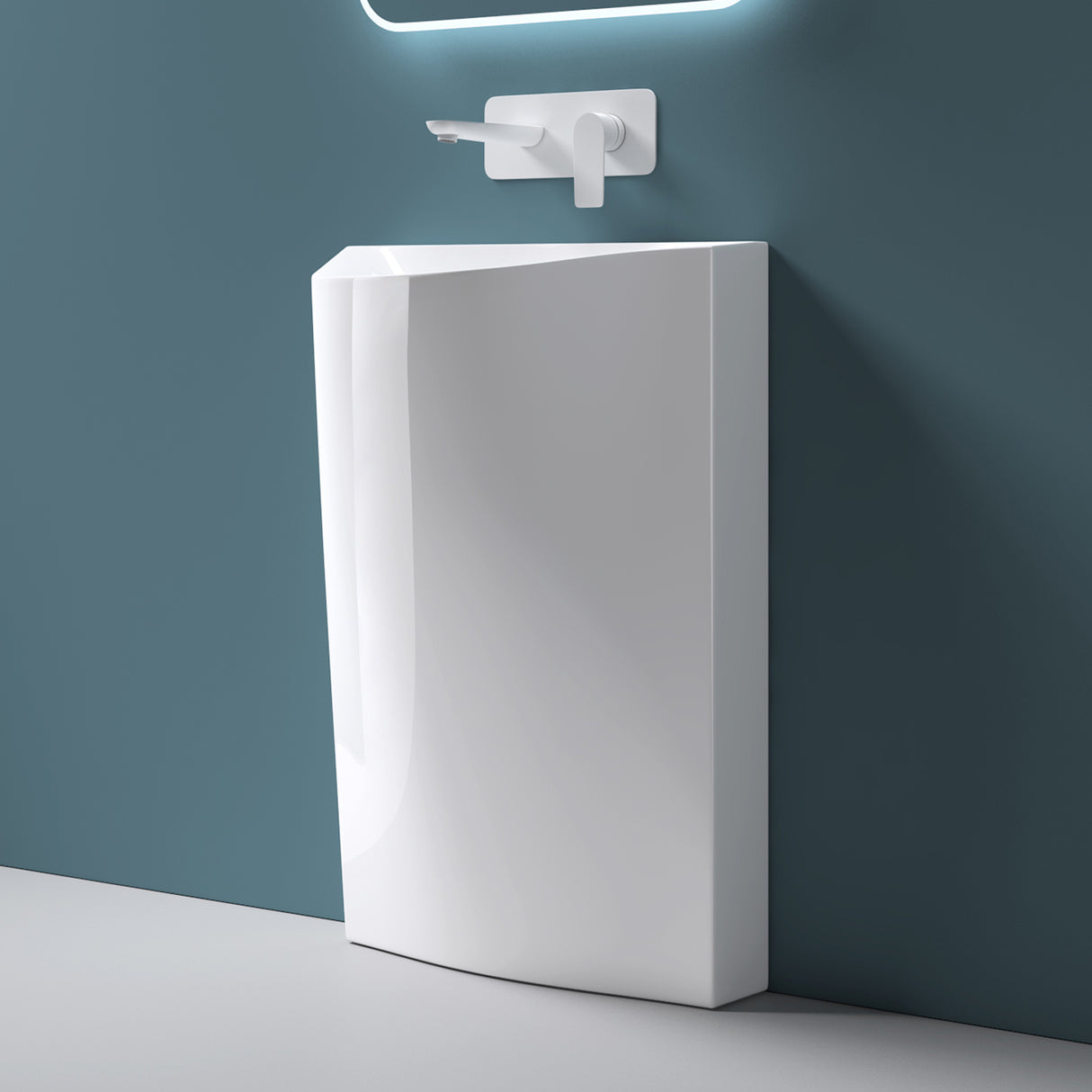 lavabo de diseño glasvilla freestanding Col37 blanco, de mineral, lavabo, BTH: 55x34x85cm
