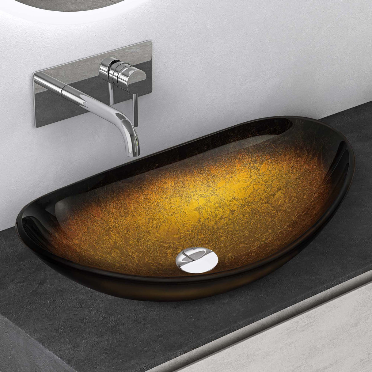lavabo Glasvilla en verre, vasque à poser, lavabo ovale