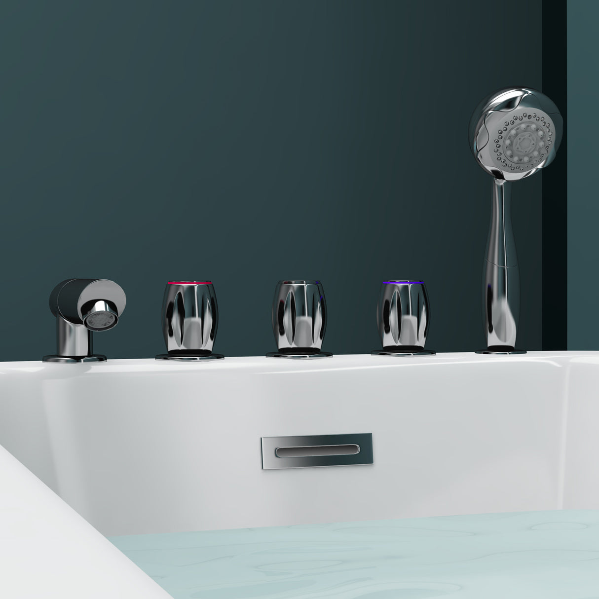 glasvilla Bañera Independiente Rectangular Acrílico Sanitario con Grifería Bañera de Pie