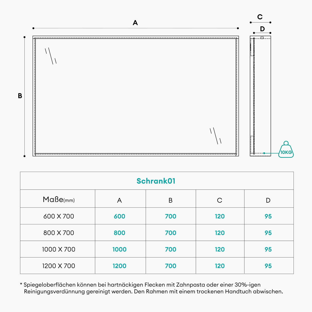 glasvilla Espejo armario de baño con iluminación armario de baño armario colgante espejo de baño Espejo armario-01