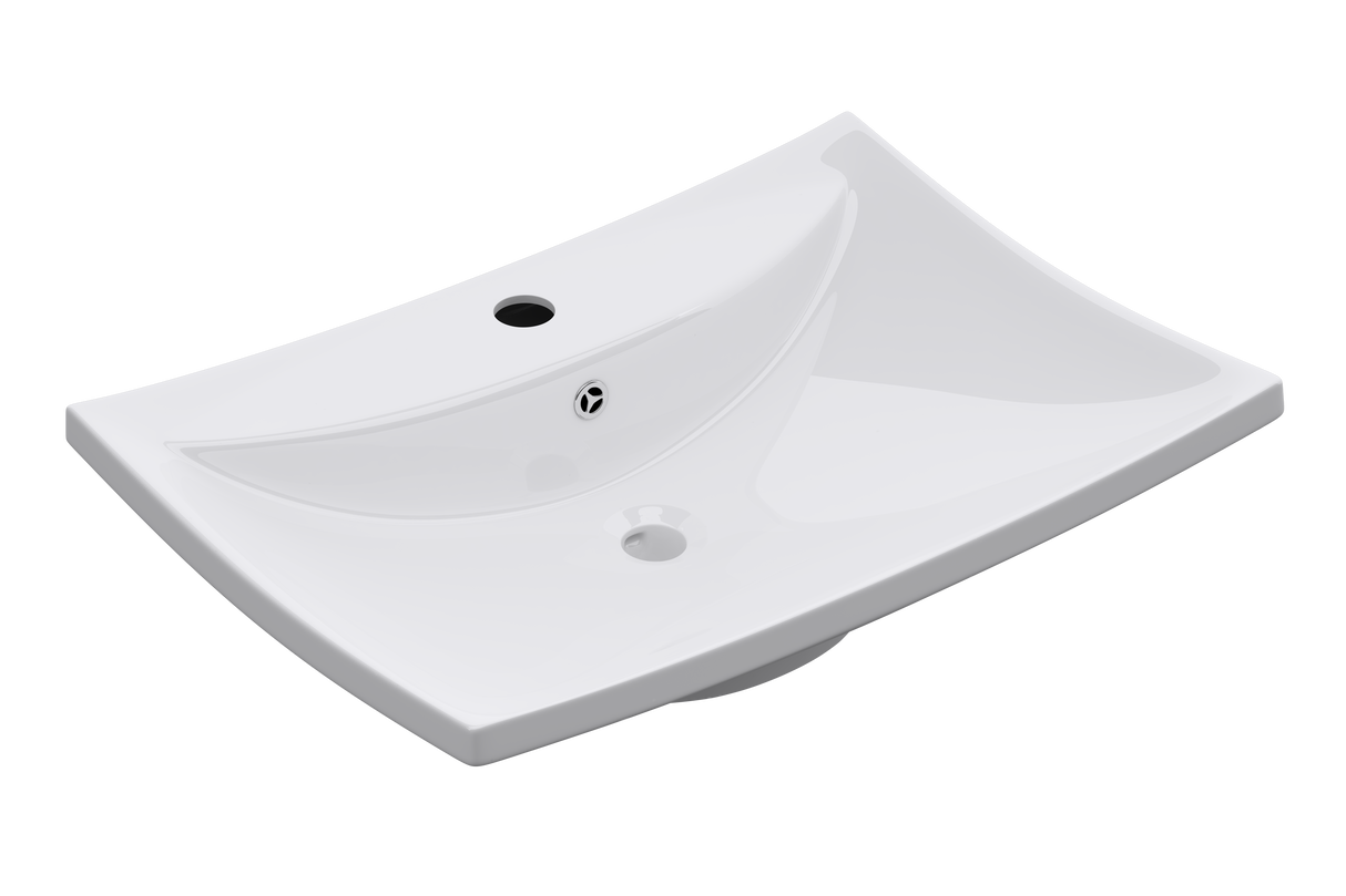 glasvilla lavabo de encimera lavabo colgante BTH: 60x44x18cm blanco de cerámica con recubrimiento nano Bruselas709