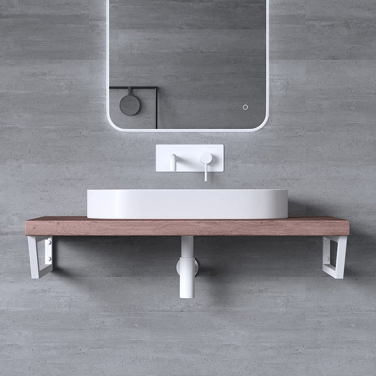 Console murale en acier inoxydable Glasvilla Design, support de lavabo, support d'étagère, porte-étagère WH04