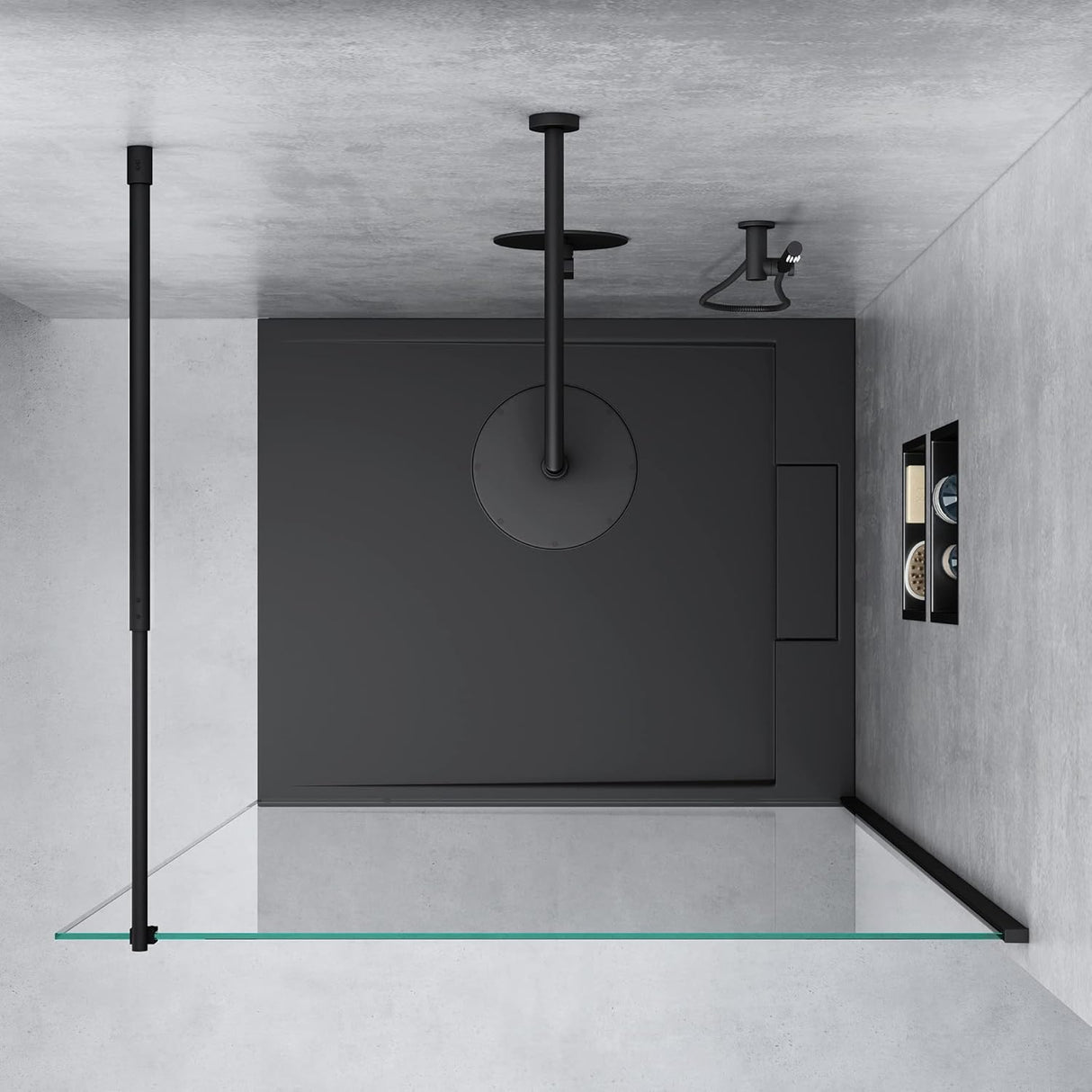 glasvilla Box Doccia Walk-In in Vetro 8mm Parete Doccia in Vetro di Sicurezza ESG con Rivestimento Nano Braccio di Sostegno BRAM1&BRAM3 Bremen1