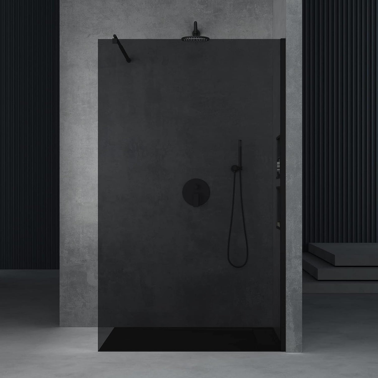 glasvilla Box Doccia Walk-In in Vetro 10mm Parete Doccia in Vetro di Sicurezza ESG con Rivestimento Nano e Braccio di Sostegno BRAM1&BRAM3 Bremen2