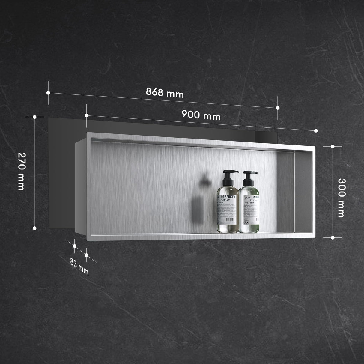 glasvilla Nicchia a Parete in Acciaio Inox Mensola Doccia a Muro a Incasso Piastrellabile Facile da Montare