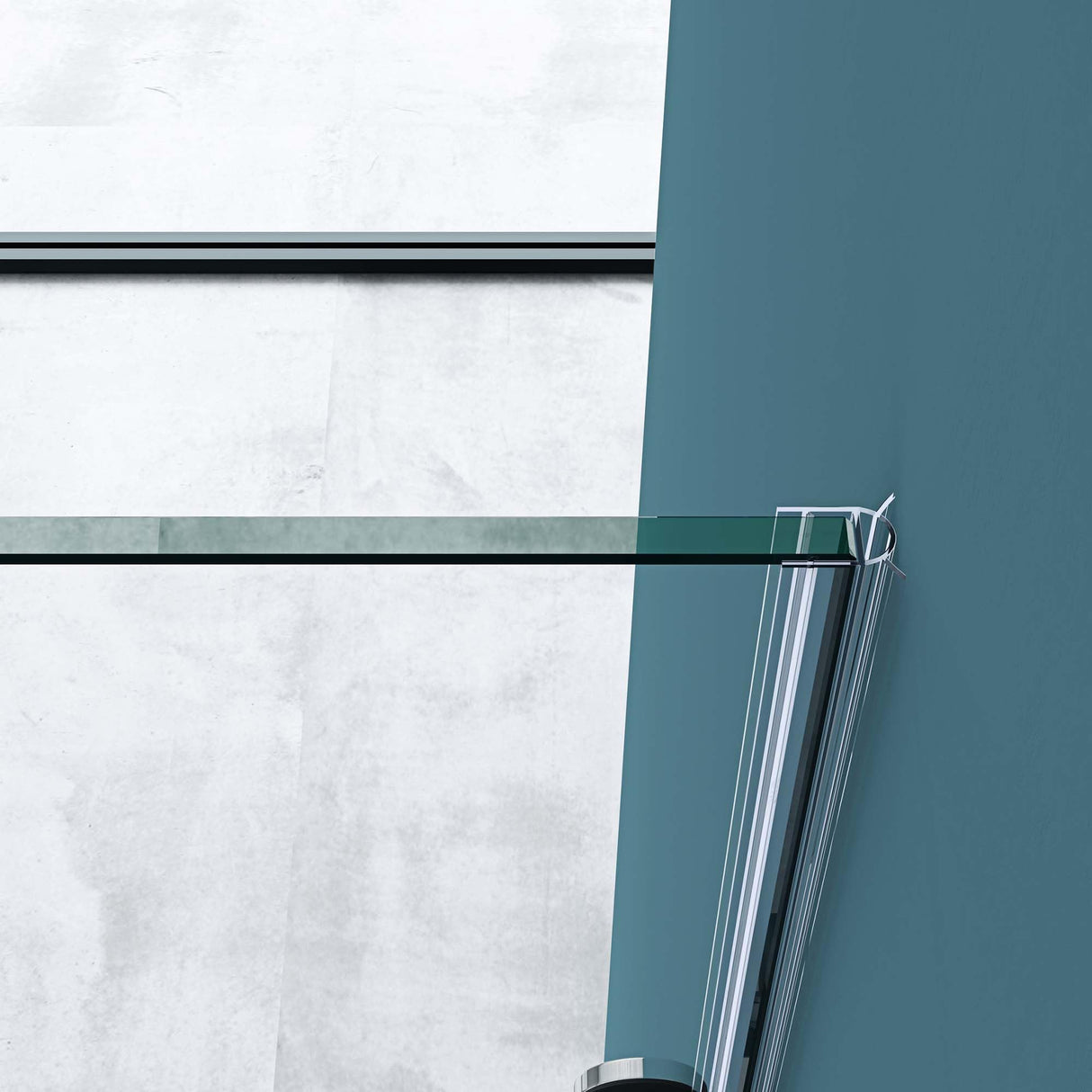 glasvilla U-Form Cabina de Ducha Sin Marco 195cm Puerta Corredera Separación de Ducha 8mm ESG Nano Cristal Claro Soporte de 4 Puntos Mampara de Ducha Rav17-2UK