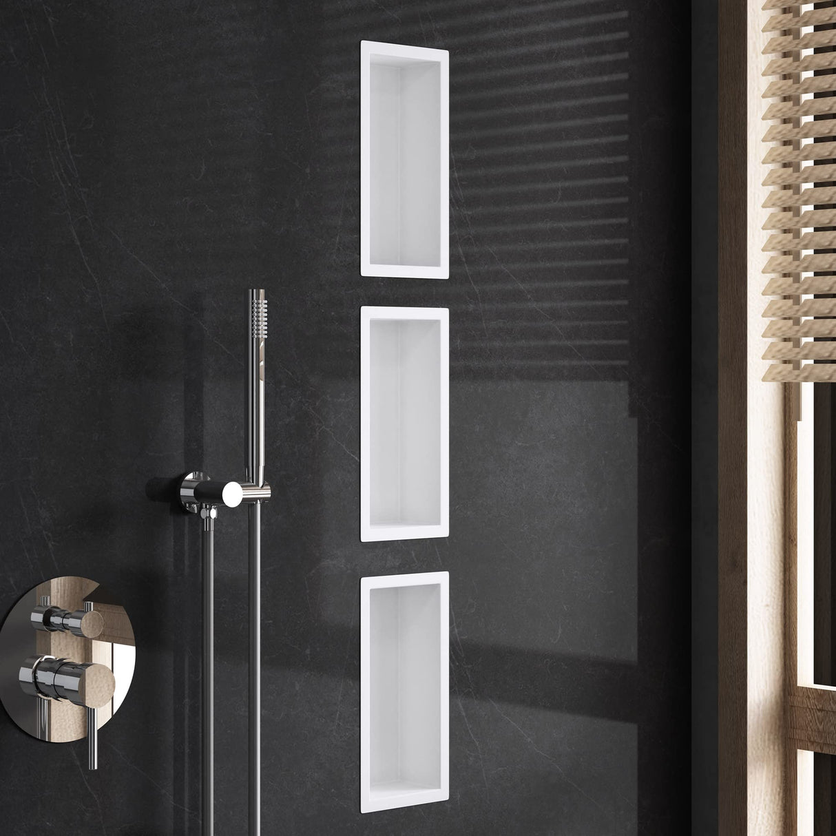 glasvilla Nicchia a Parete in Acciaio Inox Mensola Doccia a Muro a Incasso Piastrellabile Facile da Montare