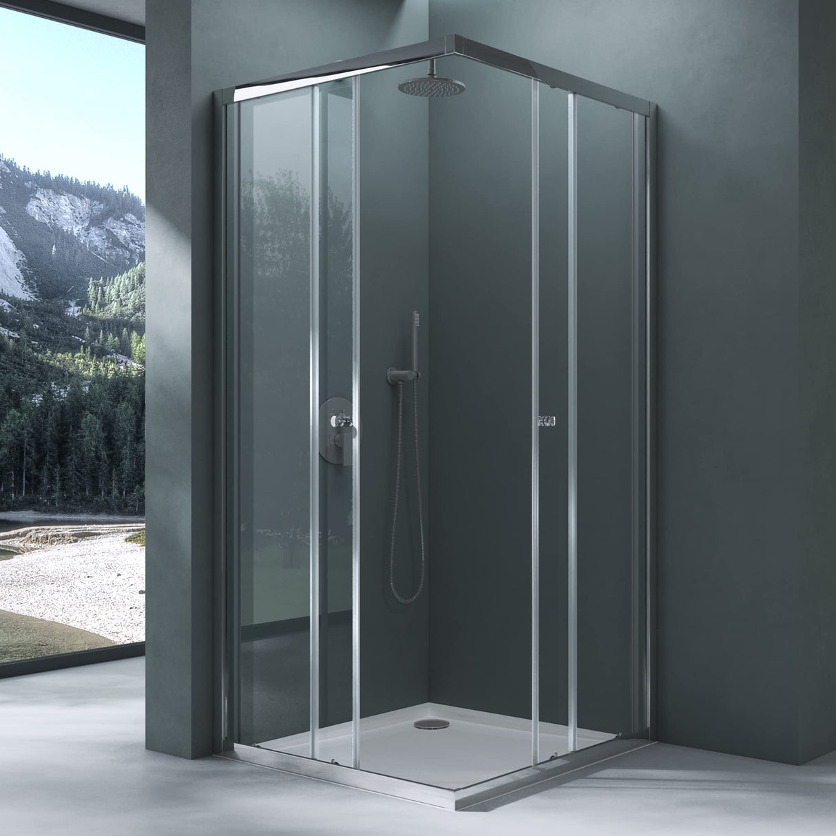 Mai & Mai Box Doccia in Vetro, Box Doccia a Soffietto Cabina Bagno in Vetro con Doppie Porte Scorrevoli Box Cabina Doccia Angolare Ravenna16k
