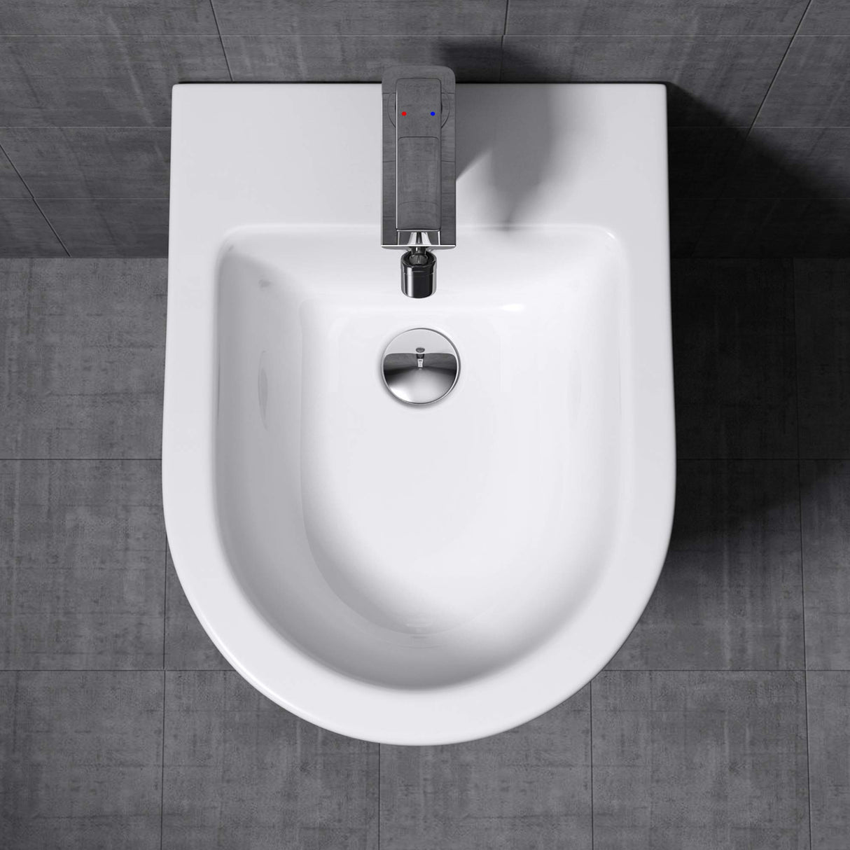 glasvilla Sanitari Bidet Sospeso Sanitari Bagno in Ceramica Superficie Antisporco con un Foro per la Rubinetteria Düren179