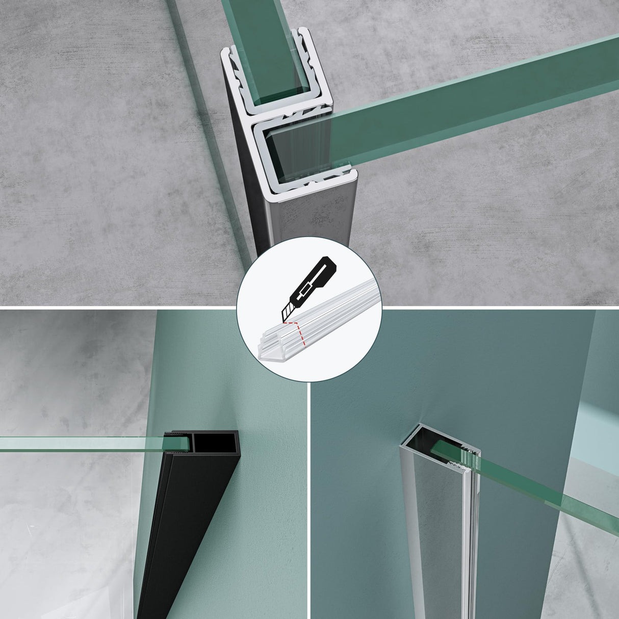 Joint de douche Glasvilla, joint de porte de douche pour verre de 6 à 10 mm d'épaisseur, joint de remplacement pour paroi de douche, joint mural