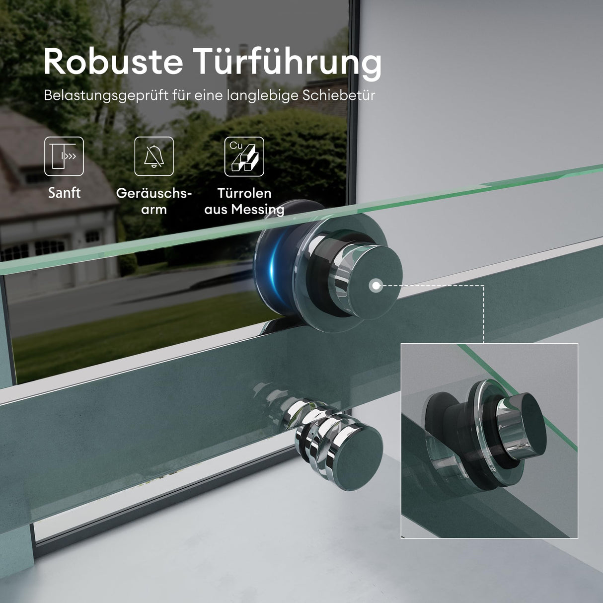glasvilla Puerta de ducha Puerta de nicho ducha Separación de ducha Cabina de ducha vidrio de seguridad de 8mm con recubrimiento nano Puerta corredera Altura: 195cm Teramo04