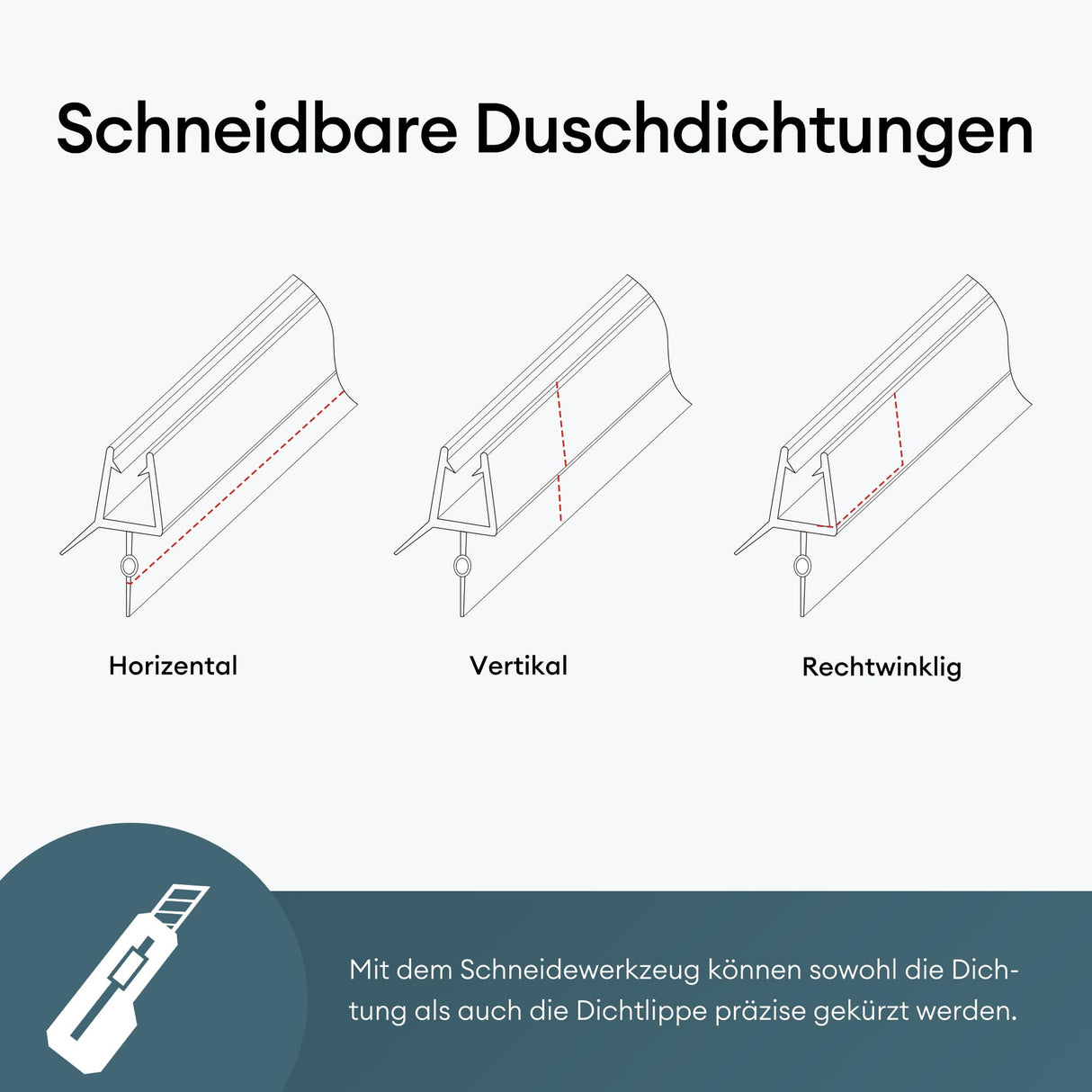 glasvilla Duschdichtung PVC | Duschtürdichtung para 6 - 8mm de grosor de vidrio | Junta de repuesto para puertas de ducha y cabinas de ducha