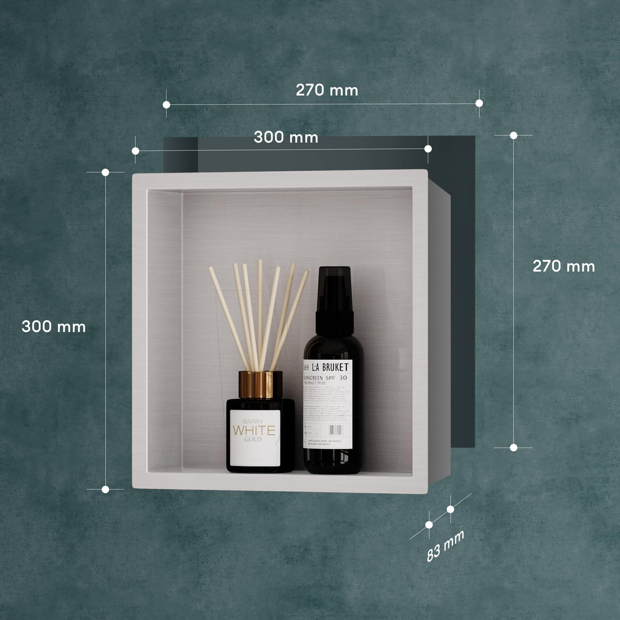 glasvilla Nicchia a Parete in Acciaio Inox Mensola Doccia a Muro a Incasso Piastrellabile Facile da Montare