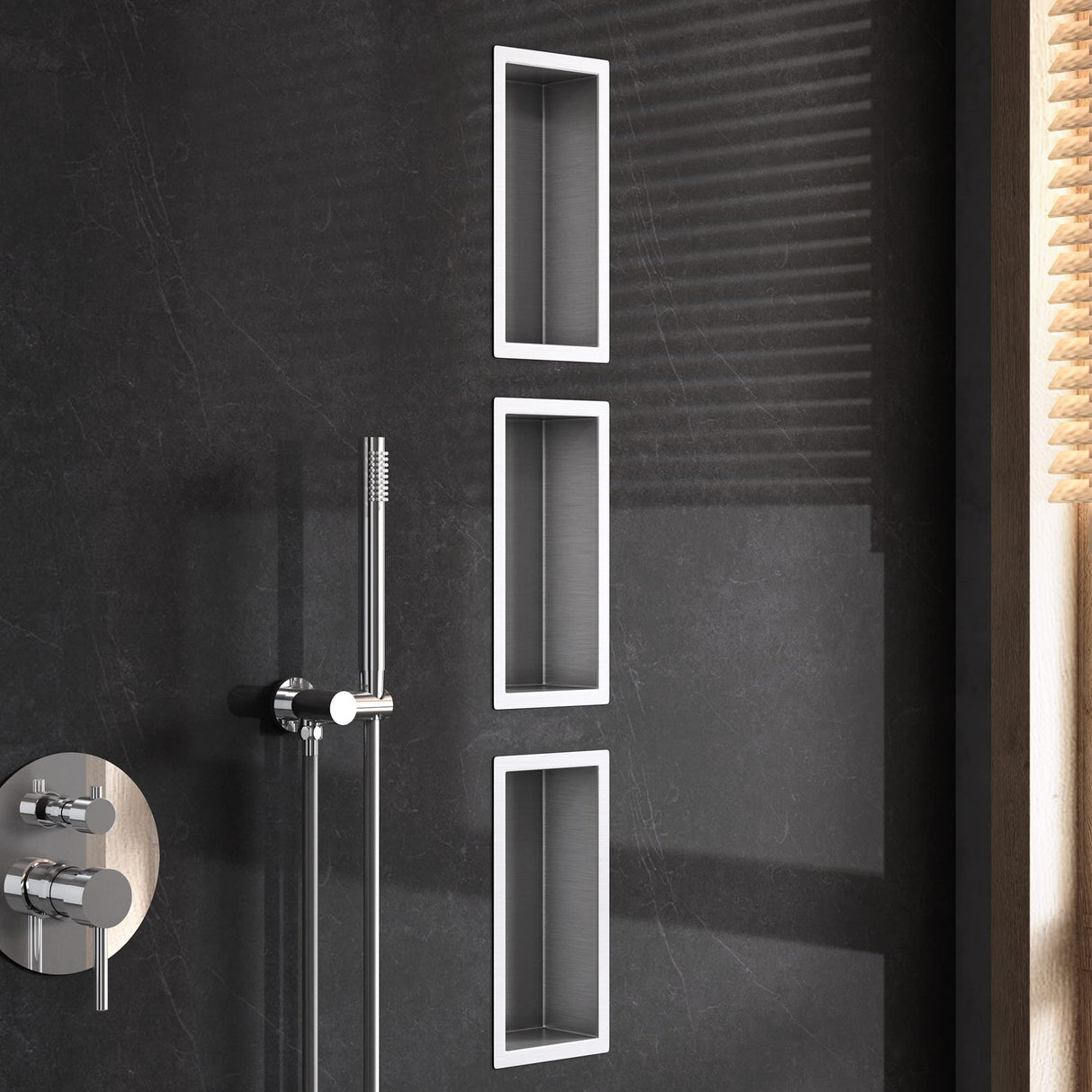 glasvilla Nicchia a Parete in Acciaio Inox Mensola Doccia a Muro a Incasso Piastrellabile Facile da Montare