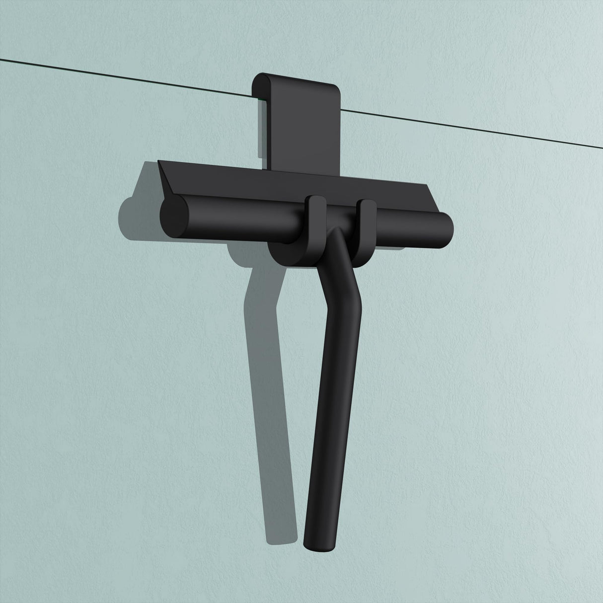 Tergivetro per doccia Glasvilla nero opaco con gancio incluso, tergivetro in silicone 19x21 cm (LxP) tergivetro per finestre del bagno