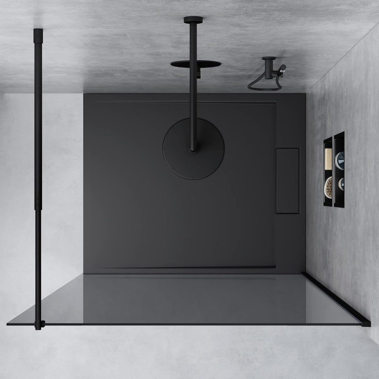 glasvilla Box Doccia Walk-In in Vetro 8mm Parete Doccia in Vetro di Sicurezza ESG con Rivestimento Nano Braccio di Sostegno BRAM1&BRAM3 Bremen1