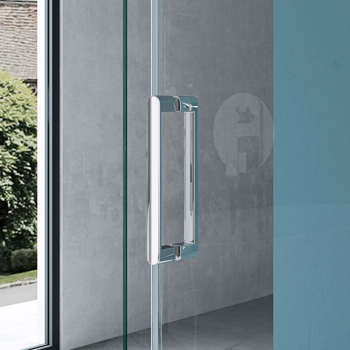 glasvilla U-Form Cabina de Ducha Sin Marco 195cm Puerta Corredera Separación de Ducha 8mm ESG Nano Cristal Claro Soporte de 4 Puntos Mampara de Ducha Rav17-2UK