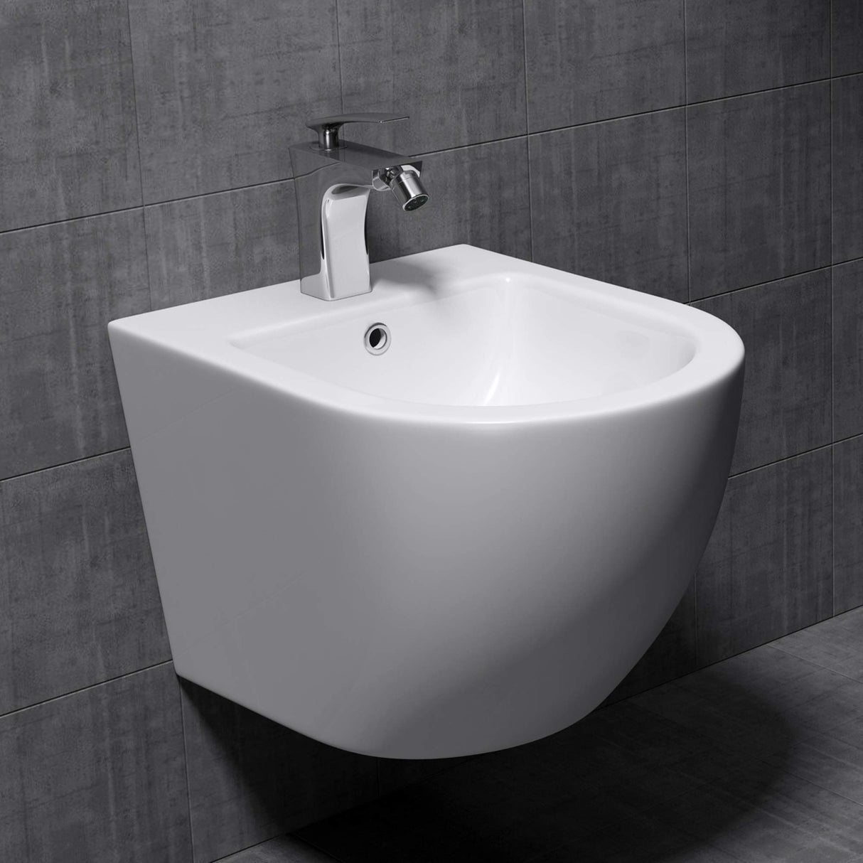 glasvilla Sanitari Bidet Sospeso Sanitari Bagno in Ceramica Superficie Antisporco con un Foro per la Rubinetteria Düren179