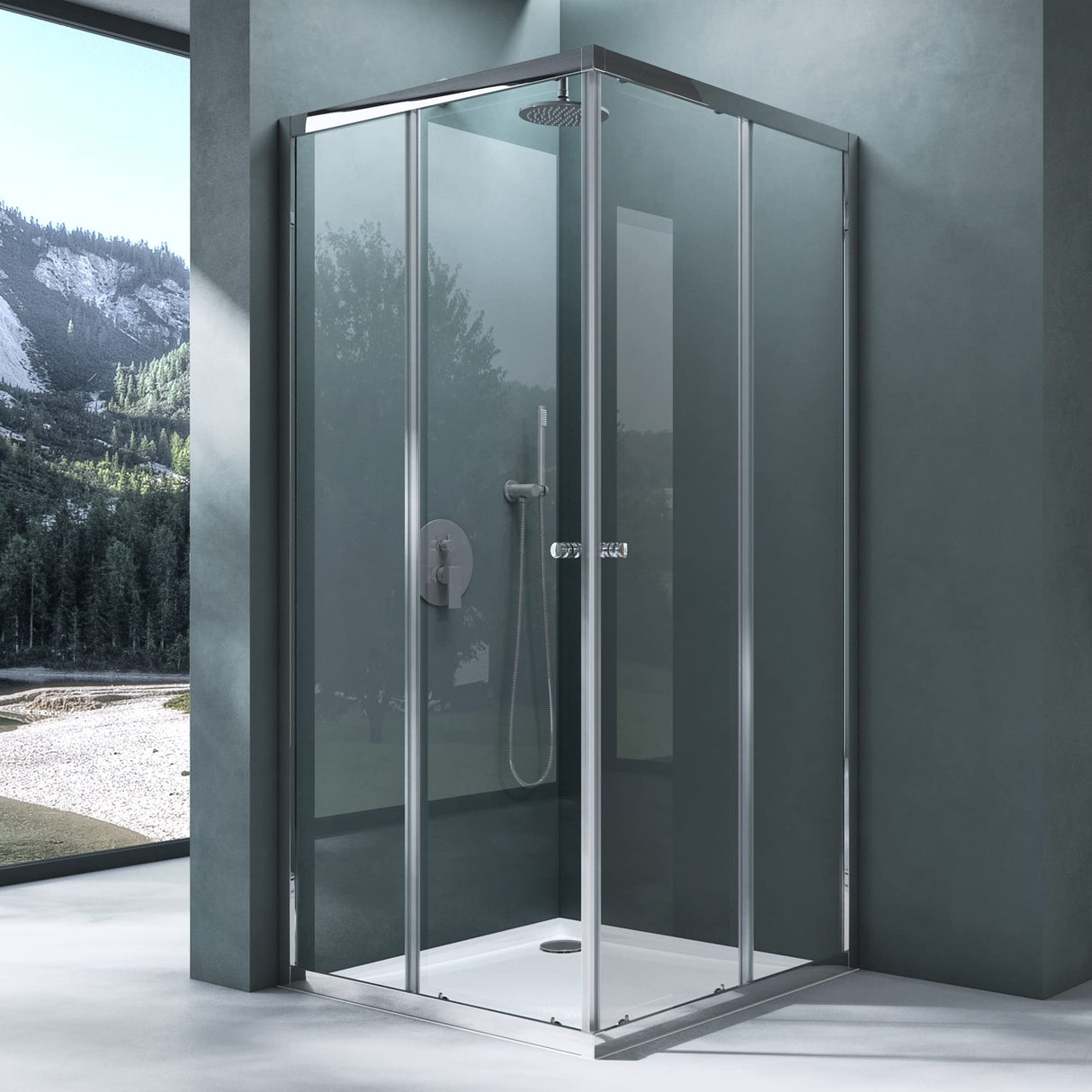 Mai & Mai Box Doccia in Vetro, Box Doccia a Soffietto Cabina Bagno in Vetro con Doppie Porte Scorrevoli Box Cabina Doccia Angolare Ravenna16k
