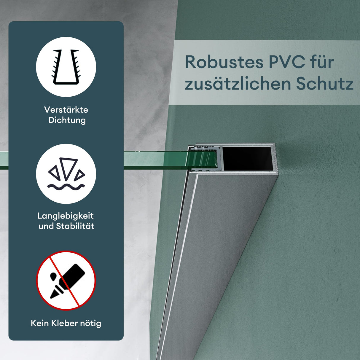 Joint de douche Glasvilla, joint de porte de douche pour verre de 6 à 10 mm d'épaisseur, joint de remplacement pour paroi de douche, joint mural