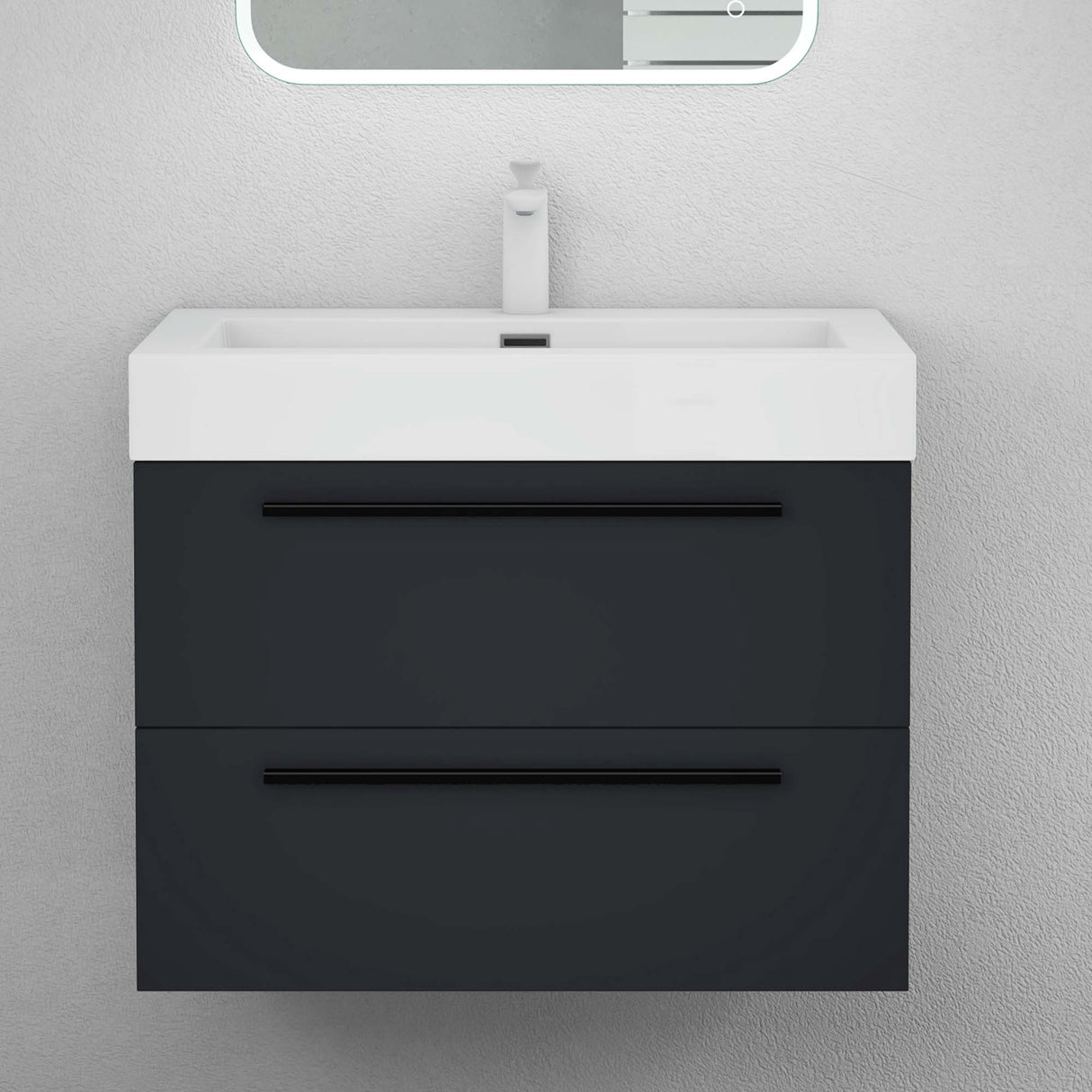 Ensemble de meubles de salle de bain Glasvilla comprenant un meuble-lavabo avec meuble bas et vasque en fonte minérale Quadratto