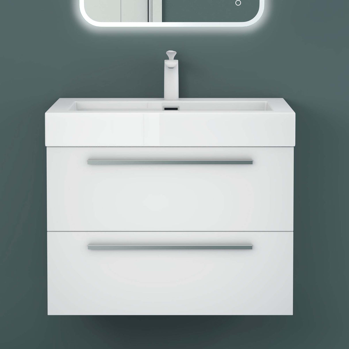 Ensemble de meubles de salle de bain Glasvilla comprenant un meuble-lavabo avec meuble bas et vasque en fonte minérale Quadratto