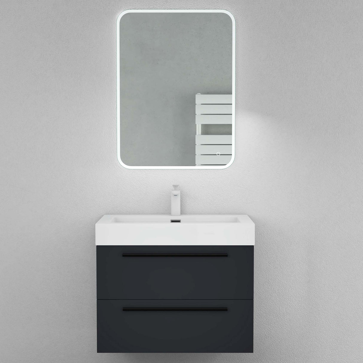 Ensemble de meubles de salle de bain Glasvilla comprenant un meuble-lavabo avec meuble bas et vasque en fonte minérale Quadratto