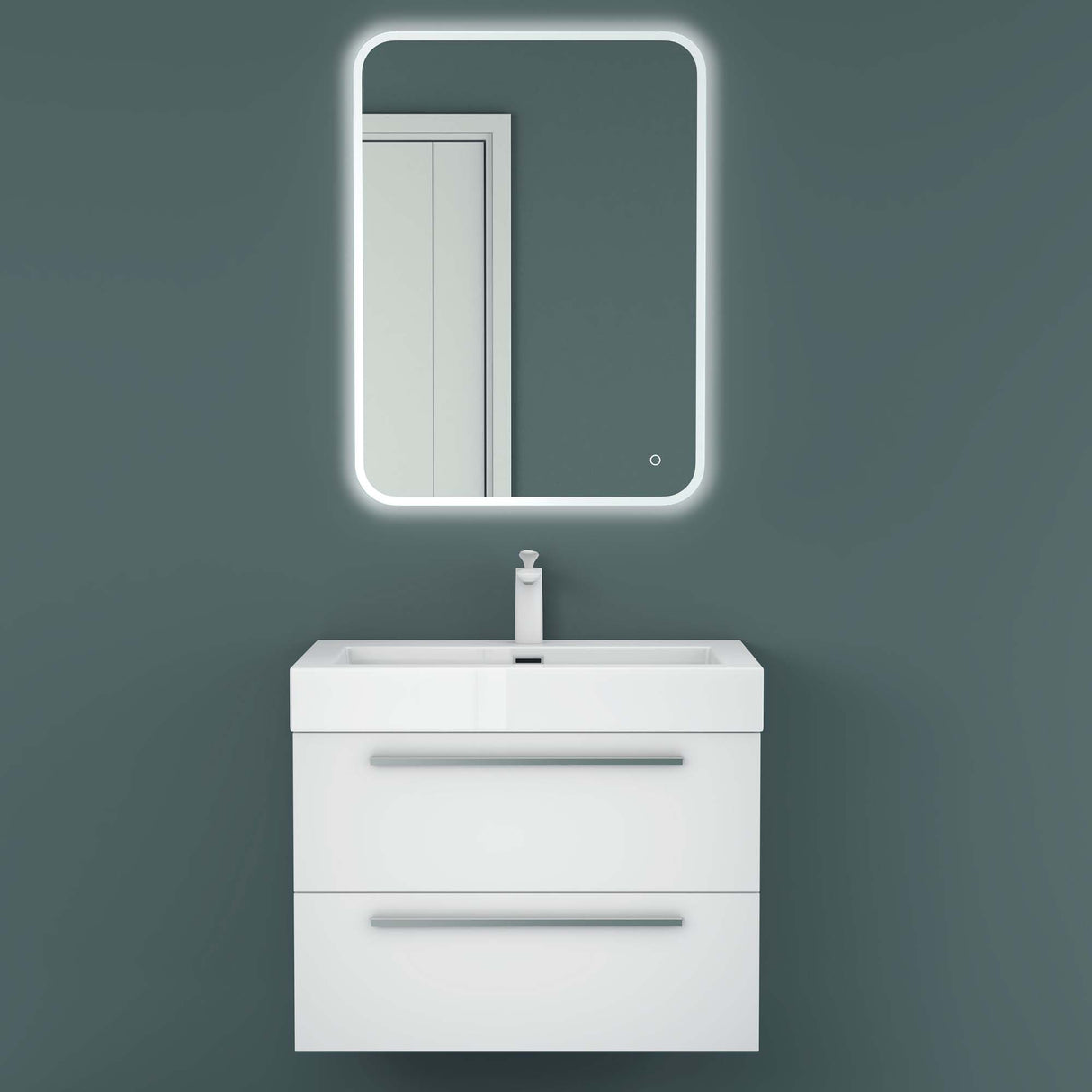 Ensemble de meubles de salle de bain Glasvilla comprenant un meuble-lavabo avec meuble bas et vasque en fonte minérale Quadratto