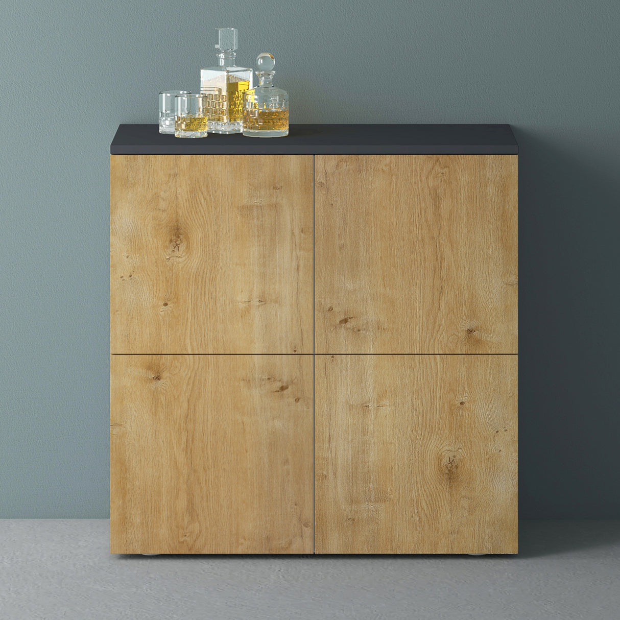 glasvilla Mobile Contenitore con 4 ante e 4 vani per Soggiorno, Sala da Pranzo, Camera da Letto Schrank04