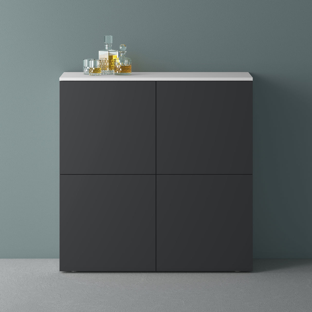 glasvilla Mobile Contenitore con 4 ante e 4 vani per Soggiorno, Sala da Pranzo, Camera da Letto Schrank04