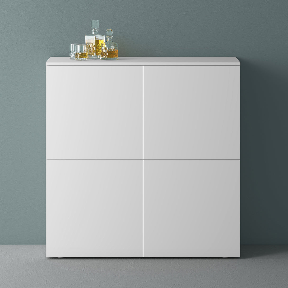 glasvilla Mobile Contenitore con 4 ante e 4 vani per Soggiorno, Sala da Pranzo, Camera da Letto Schrank04