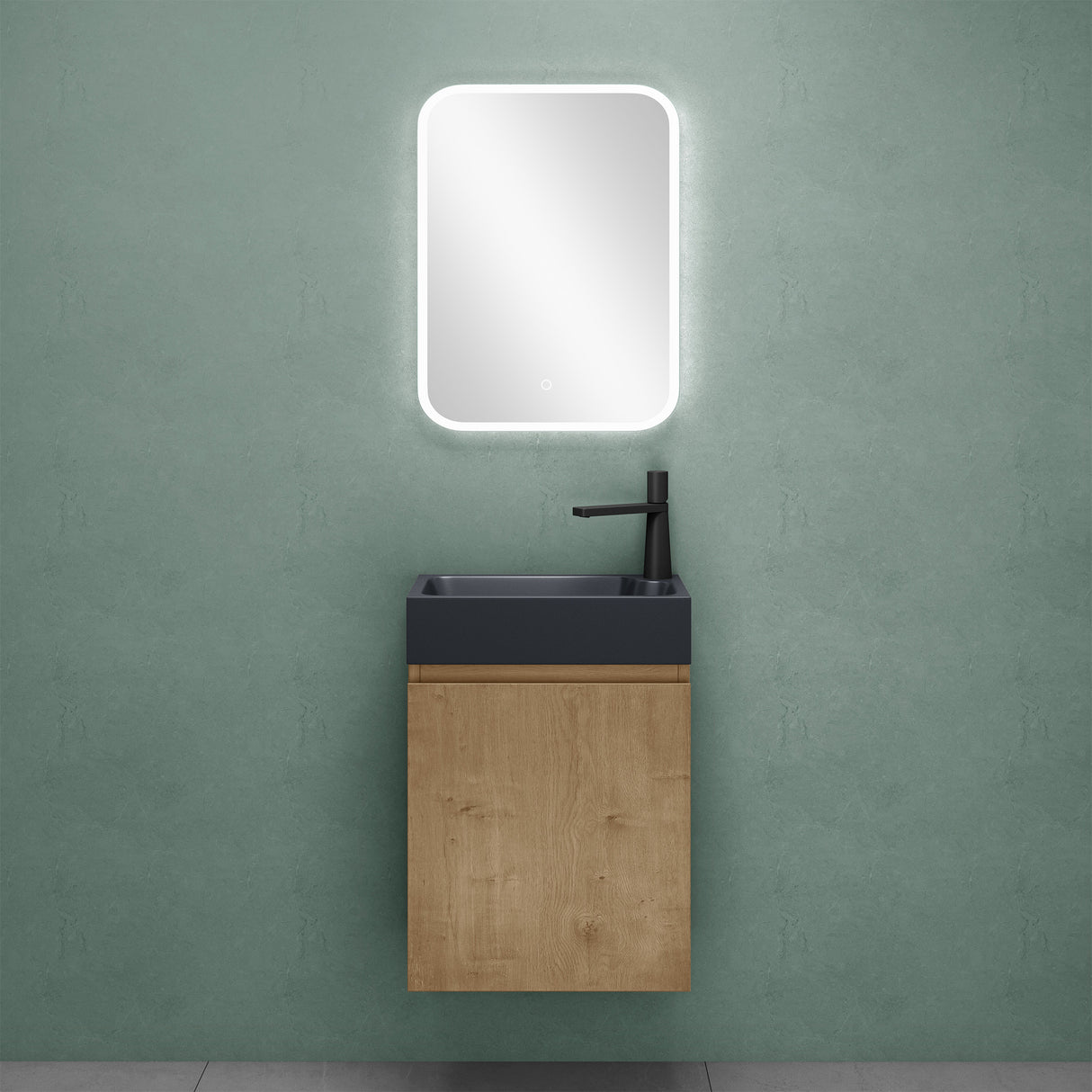 conjunto de muebles de baño glasvilla compuesto por lavabo en antracita mate y mueble bajo lavabo BTH: 46x26x63cm Pisa02