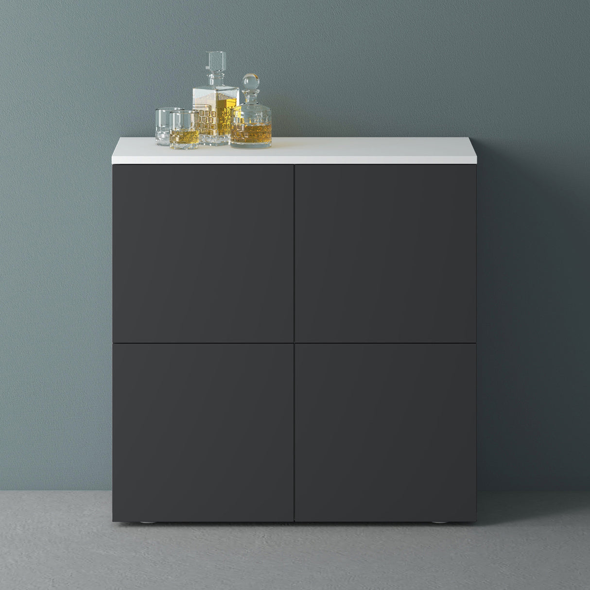 glasvilla Mobile Contenitore con 4 ante e 4 vani per Soggiorno, Sala da Pranzo, Camera da Letto Schrank04