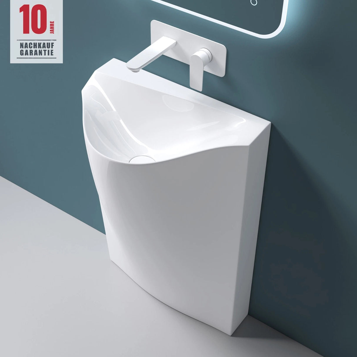 lavabo de diseño glasvilla freestanding Col37 blanco, de mineral, lavabo, BTH: 55x34x85cm