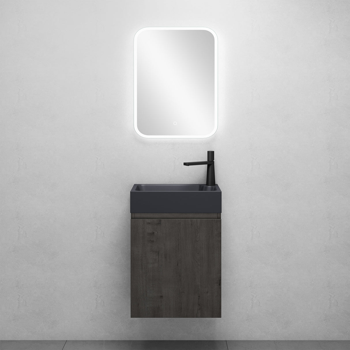 conjunto de muebles de baño glasvilla compuesto por lavabo en antracita mate y mueble bajo lavabo BTH: 46x26x63cm Pisa02