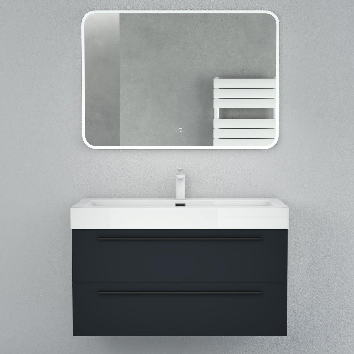 Ensemble de meubles de salle de bain Glasvilla comprenant un meuble-lavabo avec meuble bas et vasque en fonte minérale Quadratto