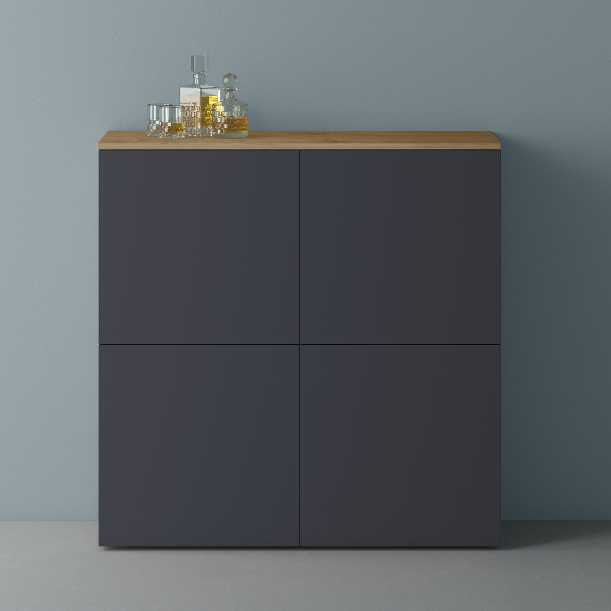 glasvilla Mobile Contenitore con 4 ante e 4 vani per Soggiorno, Sala da Pranzo, Camera da Letto Schrank04