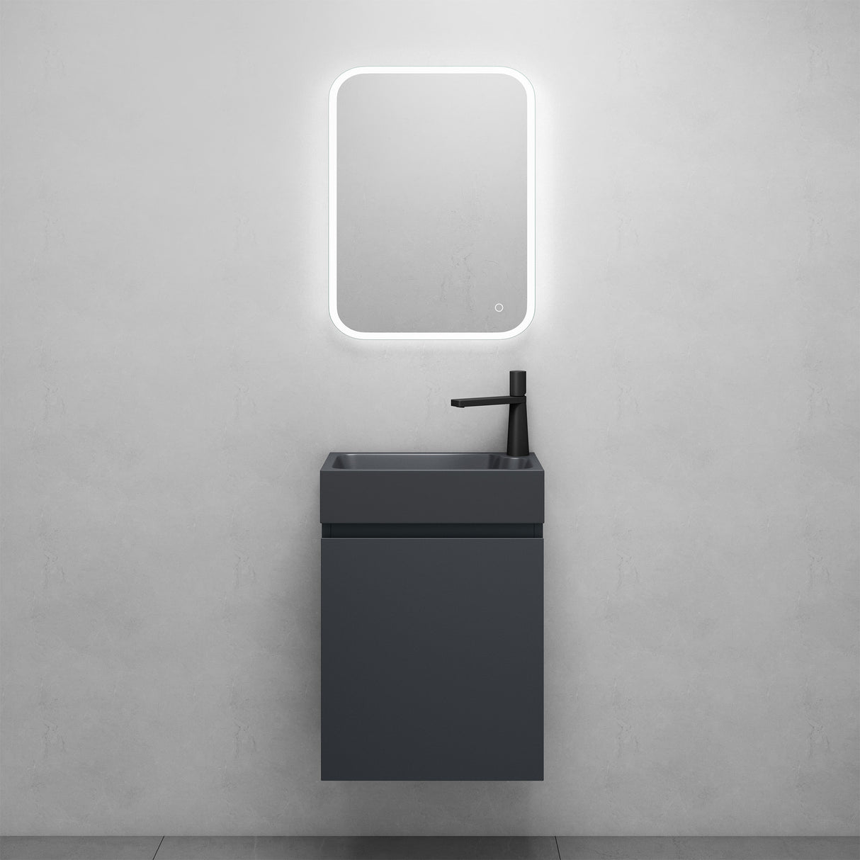 conjunto de muebles de baño glasvilla compuesto por lavabo en antracita mate y mueble bajo lavabo BTH: 46x26x63cm Pisa02