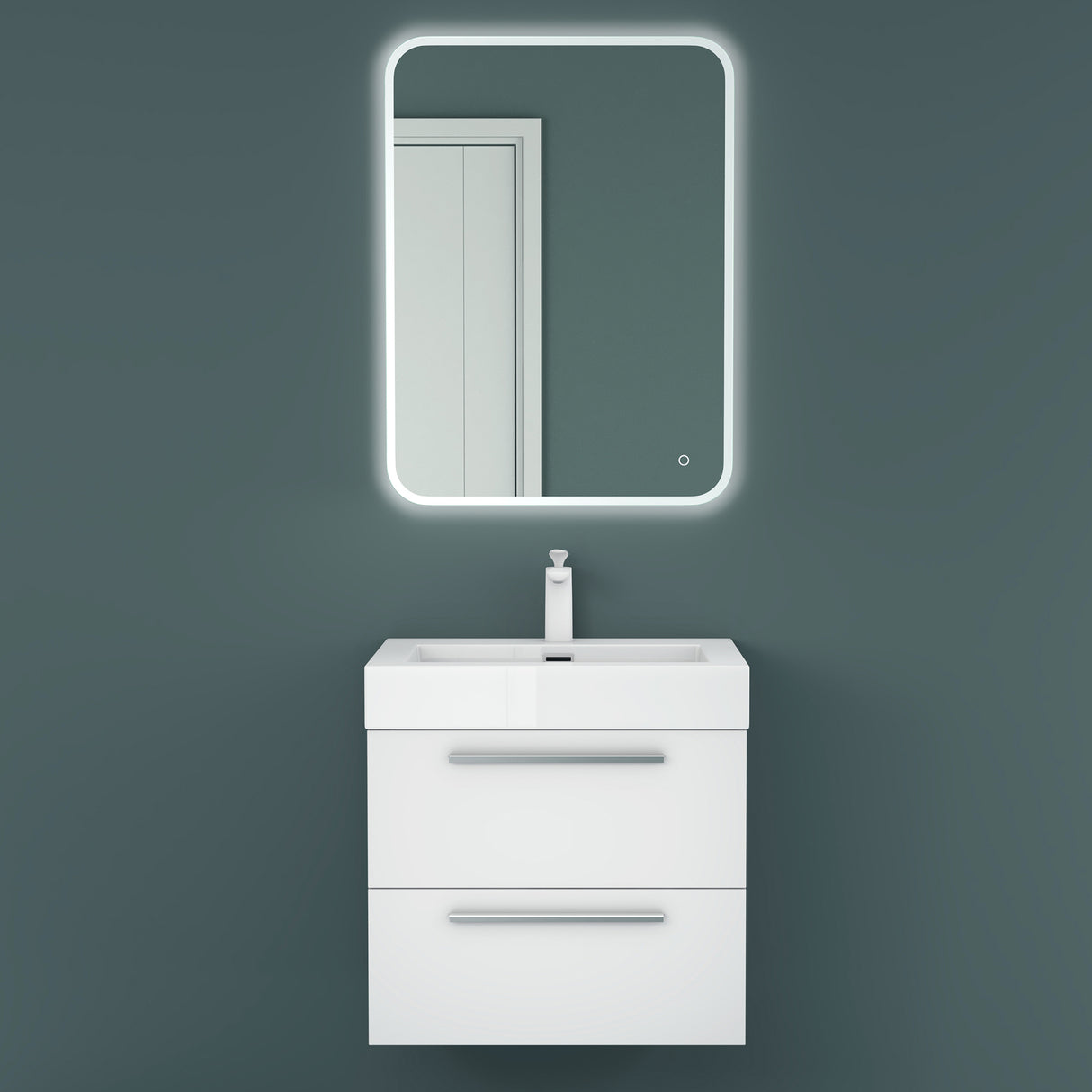 Ensemble de meubles de salle de bain Glasvilla comprenant un meuble-lavabo avec meuble bas et vasque en fonte minérale Quadratto