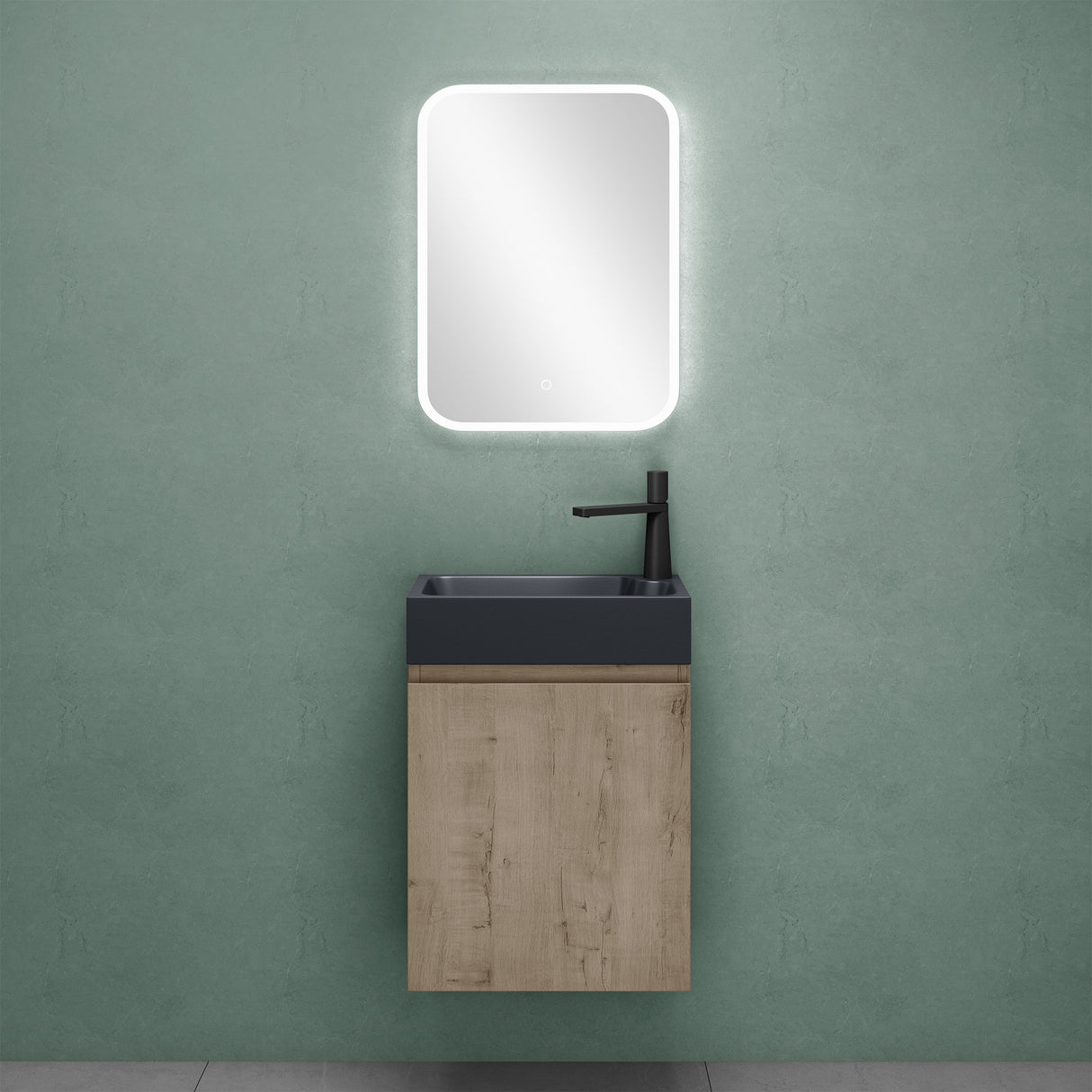 conjunto de muebles de baño glasvilla compuesto por lavabo en antracita mate y mueble bajo lavabo BTH: 46x26x63cm Pisa02