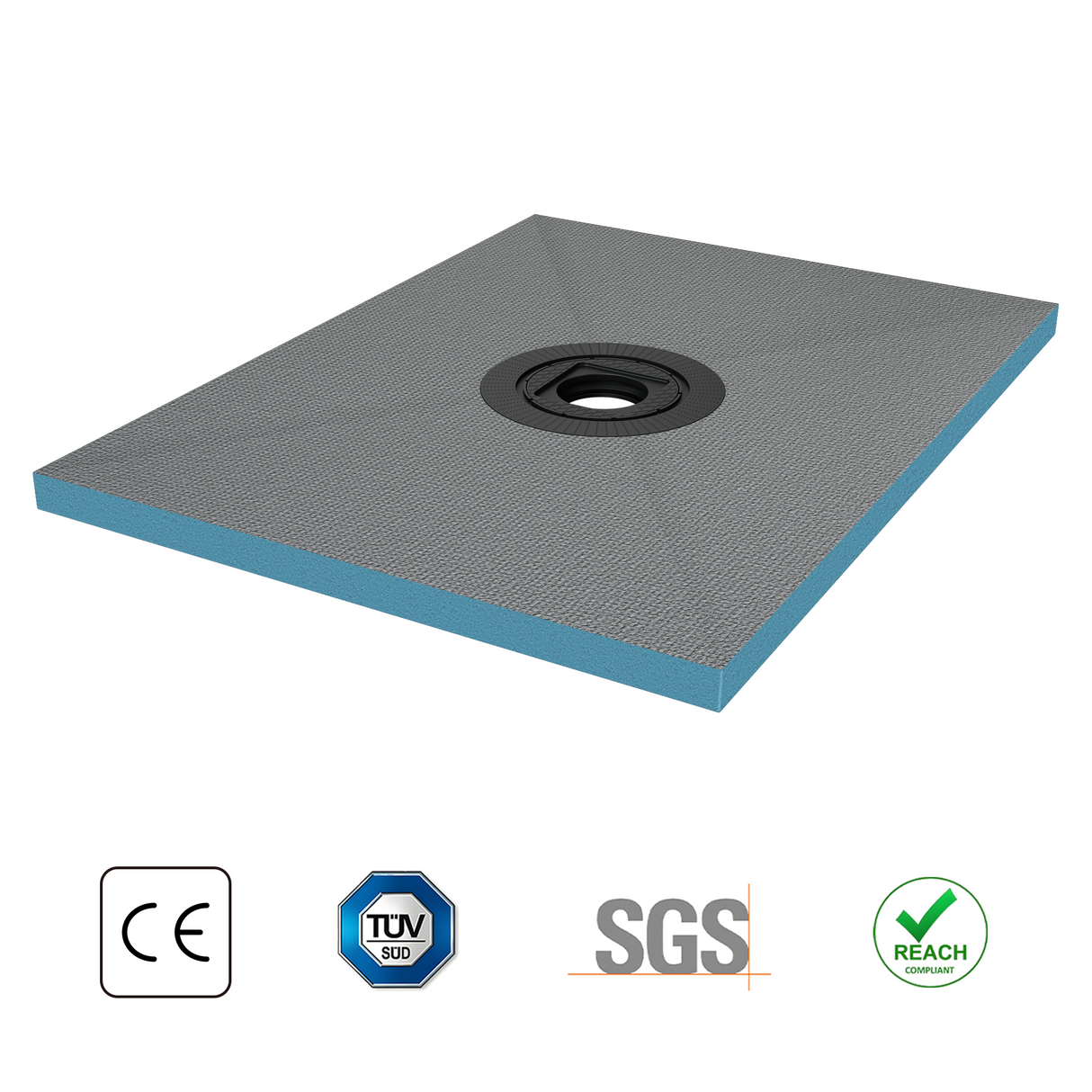 Élément de douche Glasvilla, panneau de douche carrelable, éléments de douche avec caniveaux, receveur de douche affleurant le sol, panneau XPS incliné