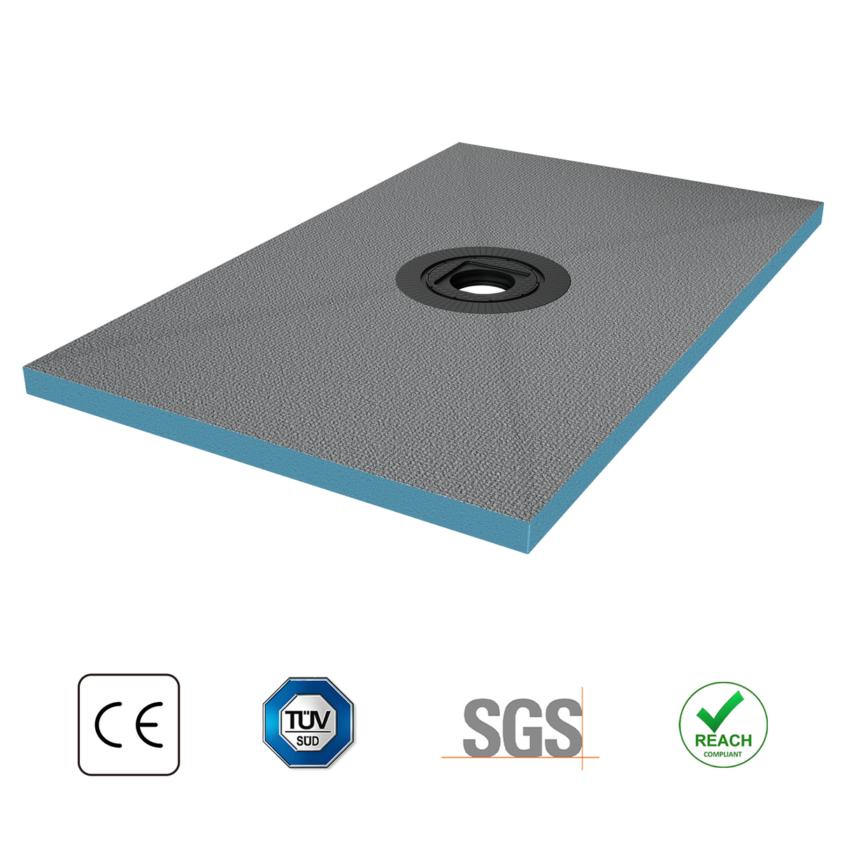 Élément de douche Glasvilla, panneau de douche carrelable, éléments de douche avec caniveaux, receveur de douche affleurant le sol, panneau XPS incliné