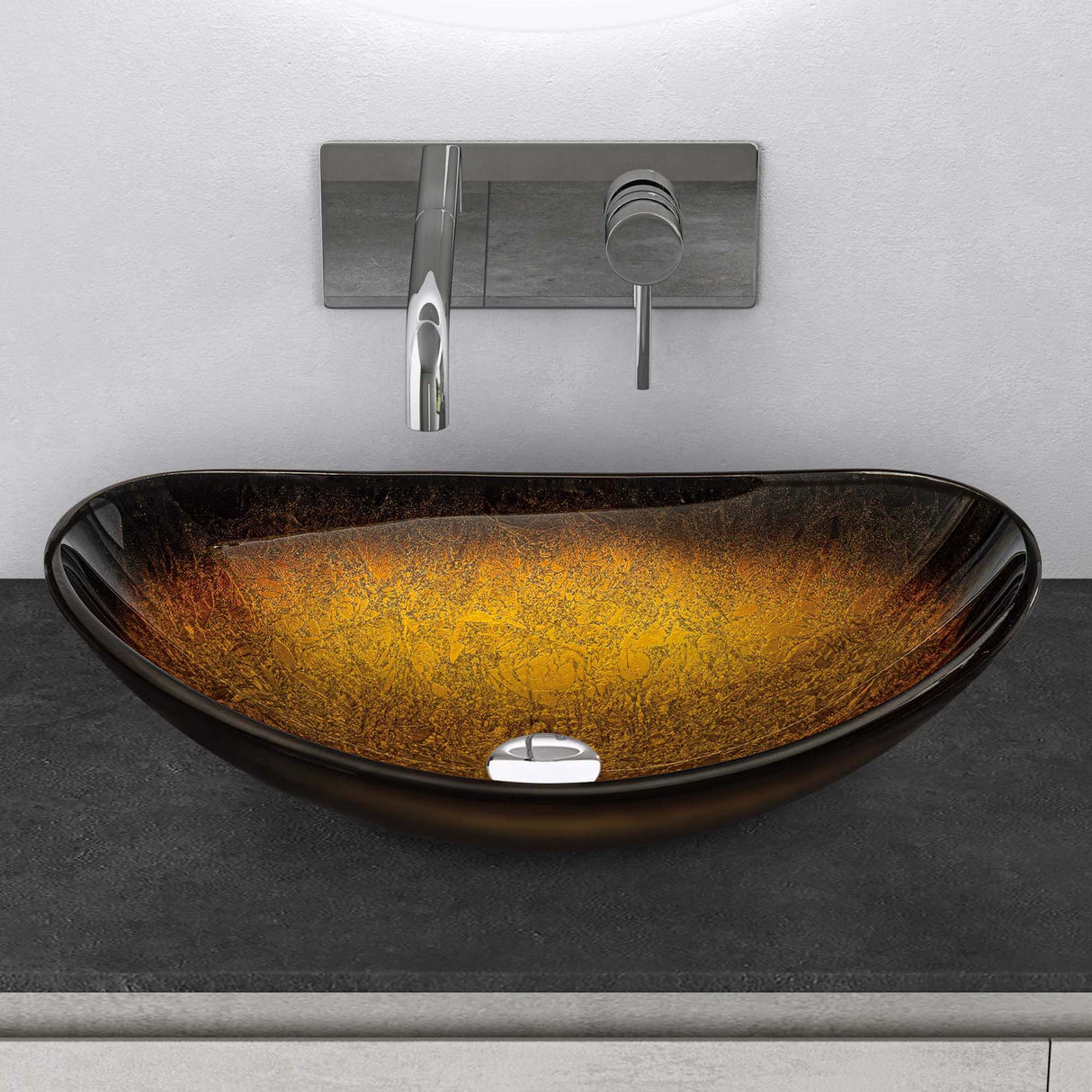 glasvilla Lavabo da Appoggio in Vetro Lavandino Bagno da Appoggio in Vetro Ovale