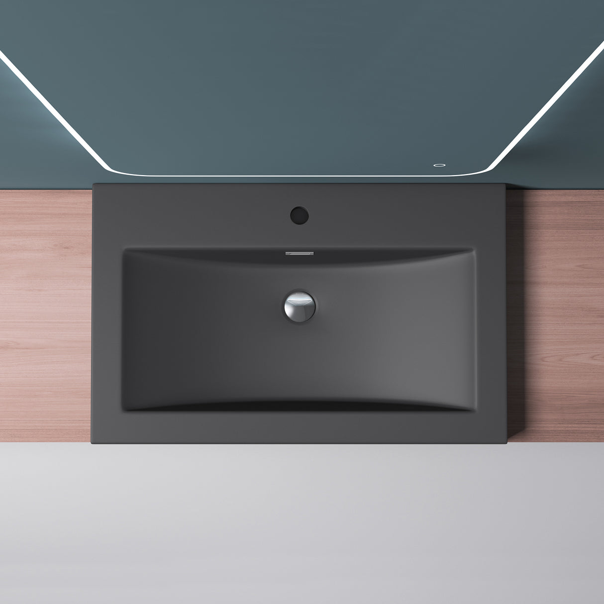 glasvilla lavabo lavabo empotrado cuenco de lavabo mueble de lavabo mineral rectangular 1 orificio para grifo función de desbordamiento Col01